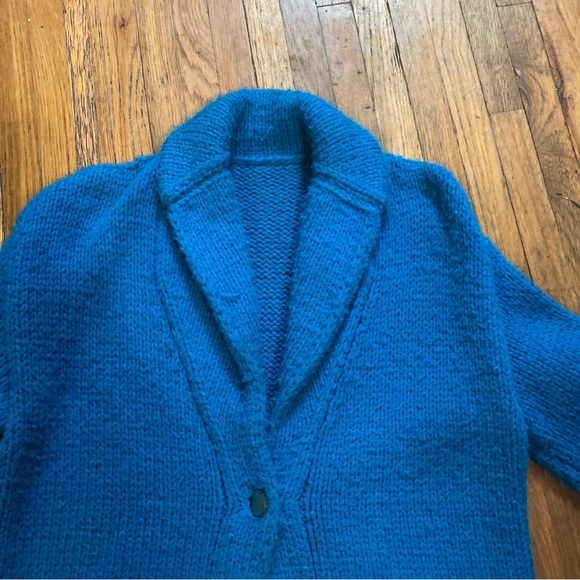 Vintage Vibrant Blue Men's Cardigan Sweater - Picture 2 of 9